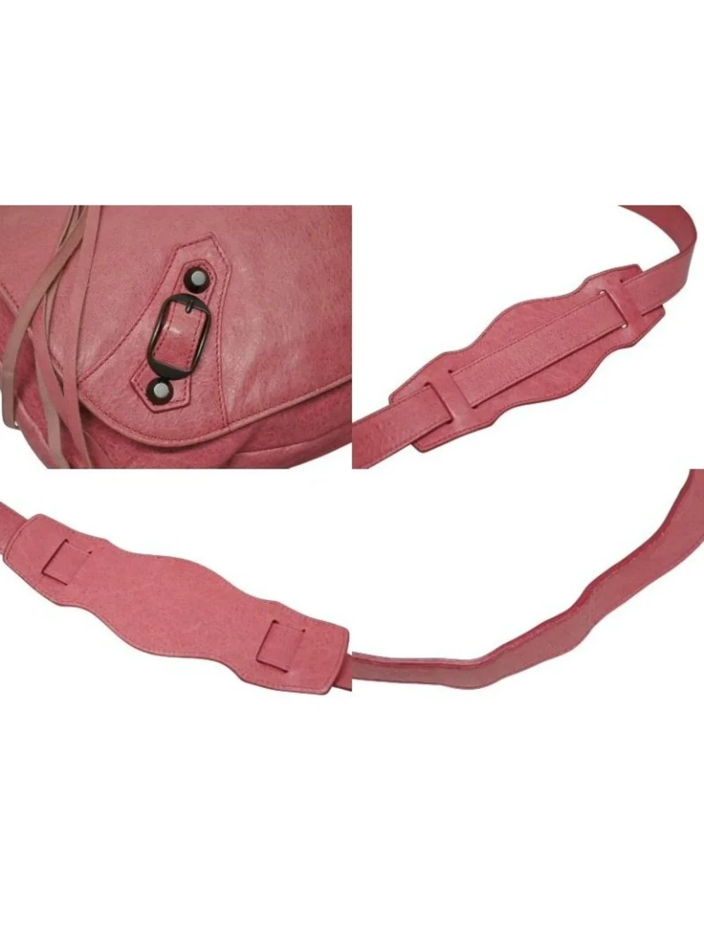 Balenciaga Folk Shoulder Bag Leather Pink Antique Gold